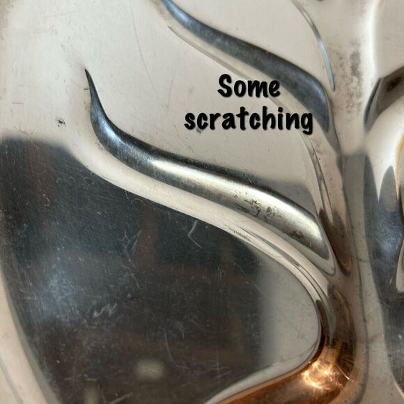 Vintage Large Footed Silver Meat Tray with Tree Well Has Some Wear - Picture 12 of 13